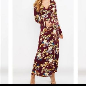 🎉HP🎉 Jessica Simpson Maternity | Maroon Floral Maxi Dress